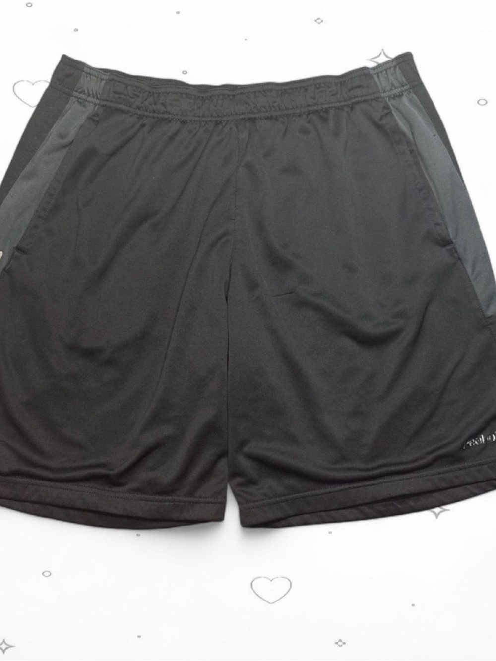 Reebok PlayDry Mens Large Black Athletic Gym Shorts 9.5" Inseam